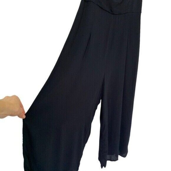 Row A XL Black Sleeveless Wide Leg Jumpsuit Flowy Lightweight Stretchy Chic - Picture 3 of 7